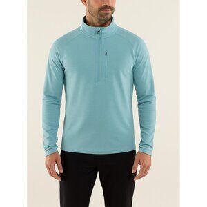 Lululemon Men’s Jacket Blue Barricade 1/2 Zip Mesh Mock Neck Thumb Holes XL